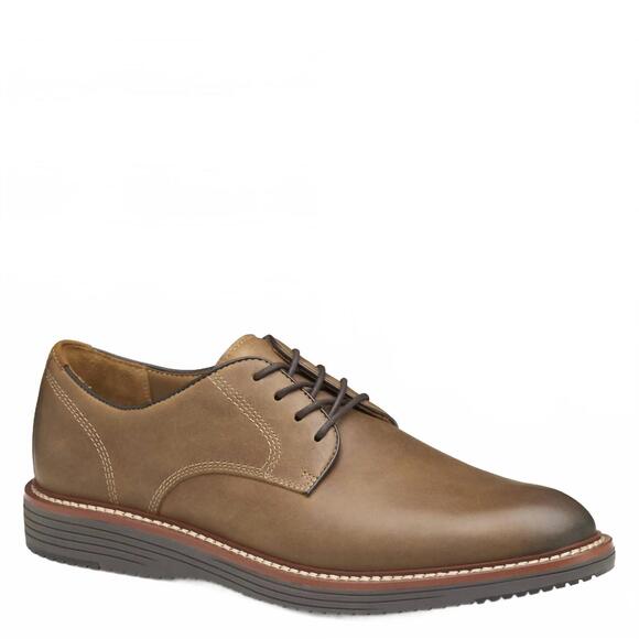 NEW JOHNSTON & MURPHY men's upton plaintoe shoe in tan oiled full grain